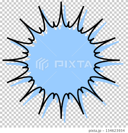 シンプルな線がずれた吹き出し　ギザギザした形 134623934