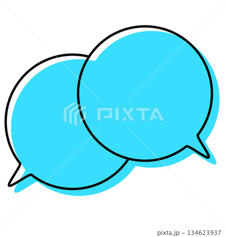 シンプルな線がずれた吹き出し 重なる会話 シンプルな線がずれた吹き出し 重なる会話 134623937