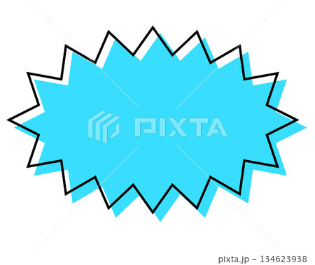 シンプルな線がずれた吹き出し　細長いギザギザした形 134623938