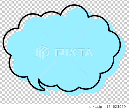 A simple speech bubble with misaligned lines and a rounded cloud shape 134623939