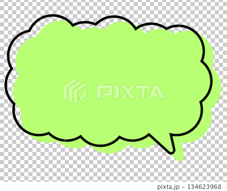 A simple speech bubble with misaligned lines, a long, thin cloud shape A simple speech bubble with misaligned lines, a long, thin cloud shape 134623968