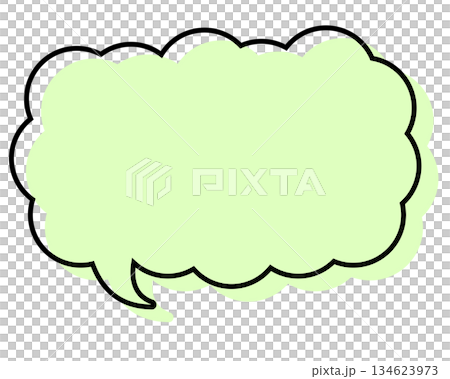 A simple speech bubble with misaligned lines, a long, thin cloud shape A simple speech bubble with misaligned lines, a long, thin cloud shape 134623973