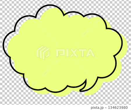 A simple speech bubble with misaligned lines and a rounded cloud shape A simple speech bubble with misaligned lines and a rounded cloud shape 134623980