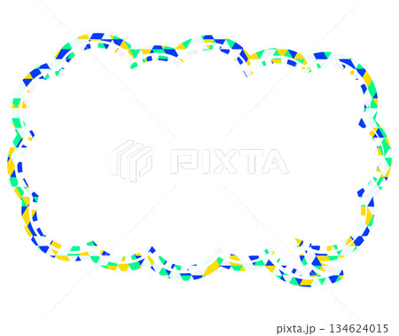 ステンドグラス風吹き出し 三角形模様 細長い雲形 ステンドグラス風吹き出し 三角形模様 細長い雲形 134624015