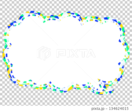 ステンドグラス風吹き出し 三角形模様 細長い雲形 ステンドグラス風吹き出し 三角形模様 細長い雲形 134624015