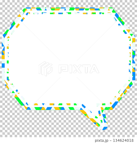 Stained glass style speech bubble, triangular pattern, octagonal shape with corners 134624018