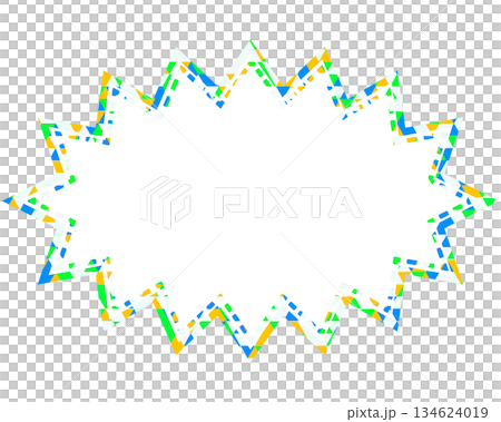 Stained glass style speech bubble, triangular pattern, elongated jagged shape Stained glass style speech bubble, triangular pattern, elongated jagged shape 134624019