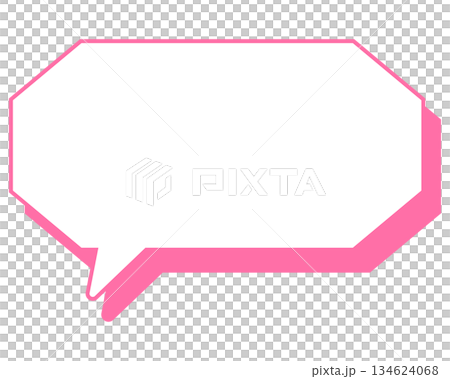 Simple colored line speech bubble, elongated octagon 134624068
