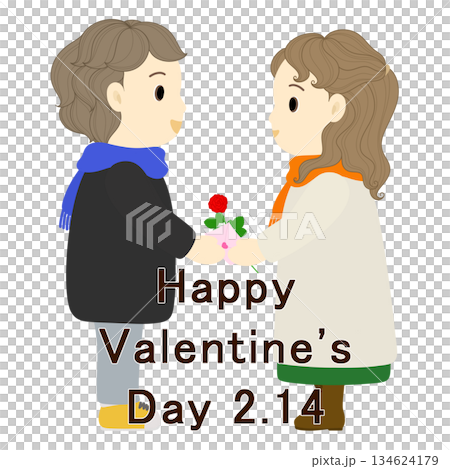 Valentine's Day_Woman giving a gift to a man Valentine's Day_Woman giving a gift to a man 134624179