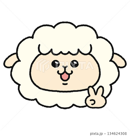 ピースをするヒツジ ピースをするヒツジ 134624308