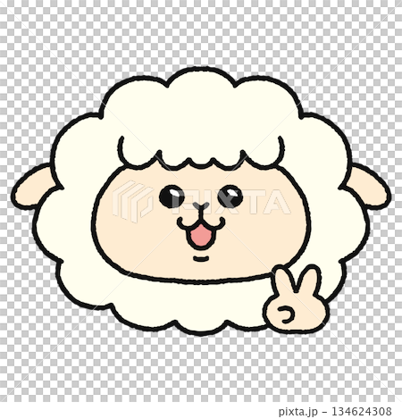 ピースをするヒツジ ピースをするヒツジ 134624308