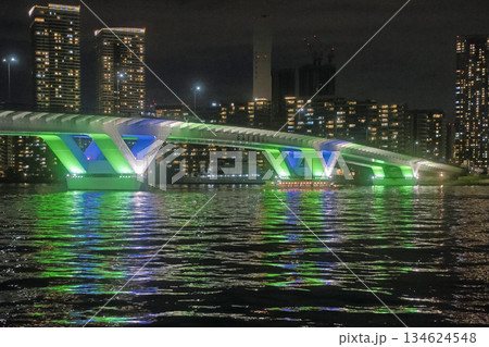 晴海の夜景・豊洲大橋（東京都・江東区） 134624548
