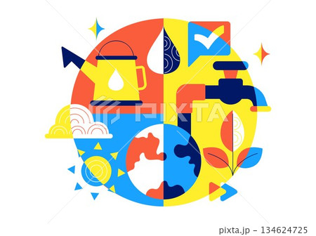 Water Conservation Awareness Vector Illustration Featuring Sustainable Usage Environmental Protection For Future Generations Background Water Conservation Awareness Vector Illustration Featuring Sustainable Usage Environmental Protection For Future Generations Background 134624725