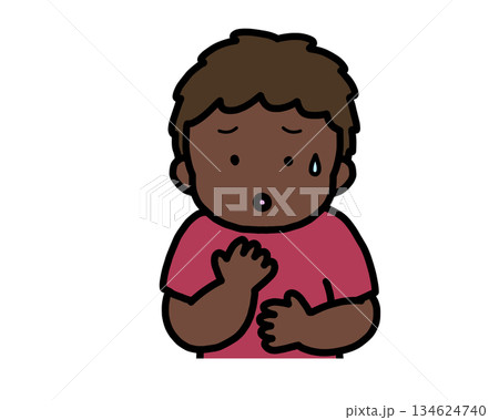 心配する 黒人の男の子 心配する 黒人の男の子 134624740