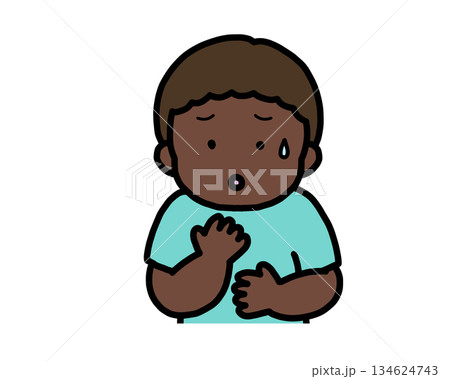心配する　黒人の男の子 134624743
