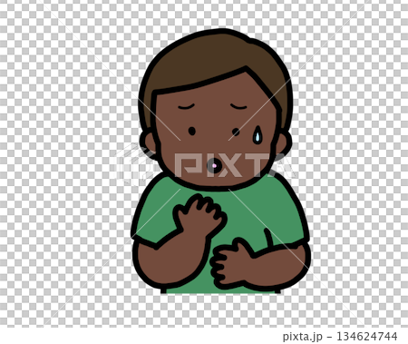 憂心忡忡的黑人男孩 134624744