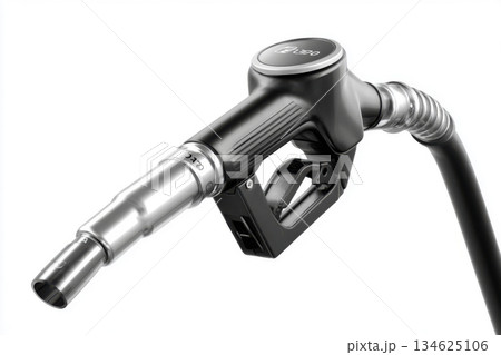 Close-up of a fuel dispensing nozzle isolated on a white background 134625106