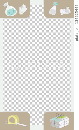 清潔和整理物品的垂直角框插圖 134625443