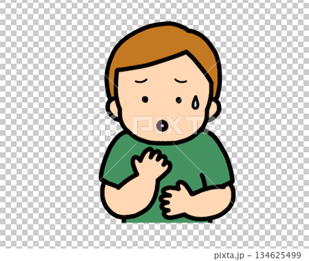 憂心忡忡的棕髮男孩 134625499