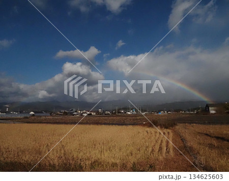 香長平野に架かる虹の橋（冬空とレインボー） 134625603