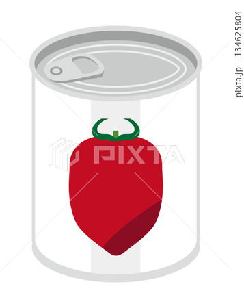 斜め上から見たホールトマトの缶詰のイラスト 134625804