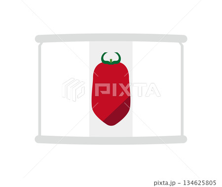正面から見たホールトマトの缶詰のイラスト　ミニサイズ 134625805