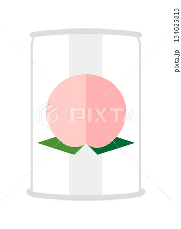 正面から見た白桃の缶詰のイラスト 134625813