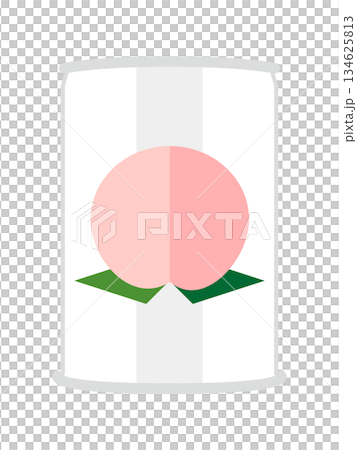 正面から見た白桃の缶詰のイラスト 134625813