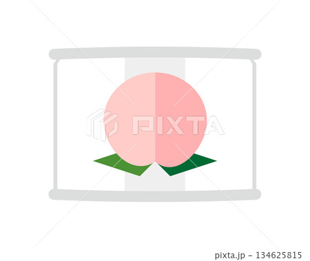 正面から見た白桃の缶詰のイラスト　ミニサイズ 134625815