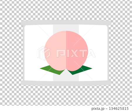 正面から見た白桃の缶詰のイラスト　ミニサイズ 134625815