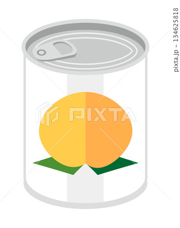 斜め上から見た黄桃の缶詰のイラスト 斜め上から見た黄桃の缶詰のイラスト 134625818