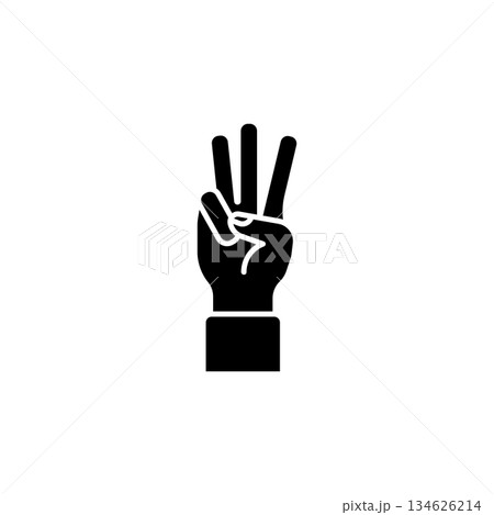Three finger vector icon. Hand gesture icon solid style. perfect use for logo, presentation, website, and more. modern icon design glyph style 134626214