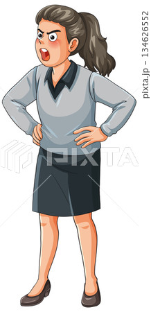 Angry Businesswoman Standing With Hands On Hips Illustration Angry Businesswoman Standing With Hands On Hips Illustration 134626552