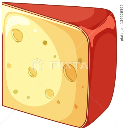 Wedge of Dutch Cheese with Red Wax Rind Illustration Wedge of Dutch Cheese with Red Wax Rind Illustration 134626596