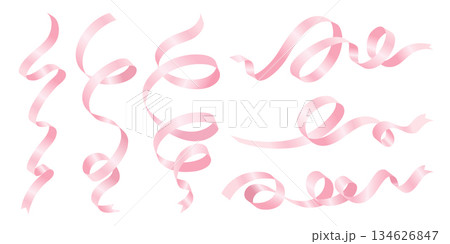 Pink ribbon on white background Vector illustration 134626847