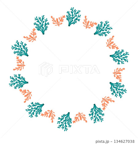 Seaweed Wreath Frame Illustration vector 134627038