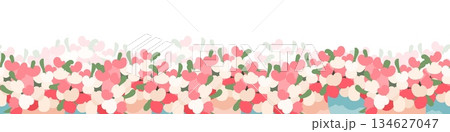 Floral border with pink and cream flowers Floral border with pink and cream flowers 134627047