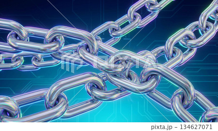 重なり合うチェーンのサイバーイメージ背景 134627071