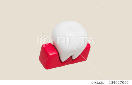 Healthy White Tooth and Gum for Dental Care. 3D Rendering. Healthy White Tooth and Gum for Dental Care. 3D Rendering. 134627093