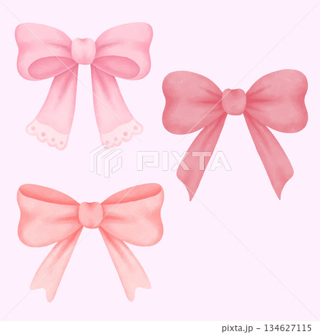 Coquette Valentine watercolor ribbon clipart for aesthetic projects 134627115