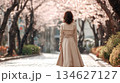 日本人女性の後ろ姿 134627127