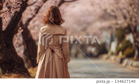 日本人女性の後ろ姿 日本人女性の後ろ姿 134627140