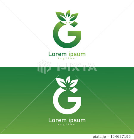 Eco.Friendly Letter G Logo with Leaf Accent. Ideal for Organic, Sustainable, and Green Brands 134627196