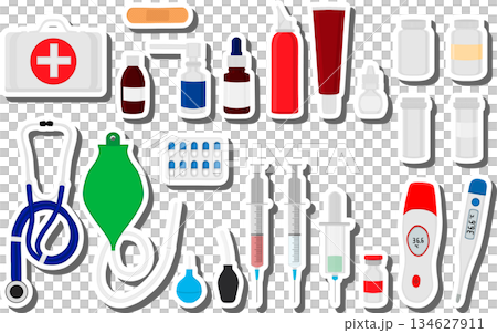 Big colored set different types of syrup in vial Big colored set different types of syrup in vial 134627911