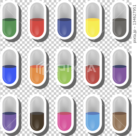 Big colored set different types of pills inside close blister Big colored set different types of pills inside close blister 134627951