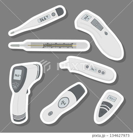 big colored set different types of thermometers for hospital big colored set different types of thermometers for hospital 134627973