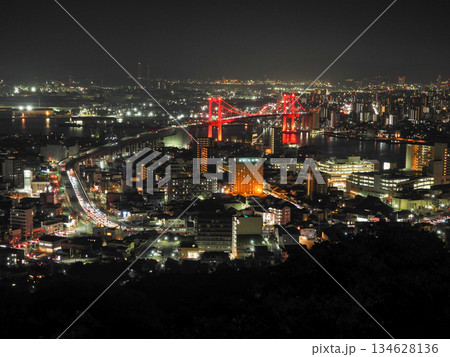 北九州市若松区・高塔山公園の夜景 134628136