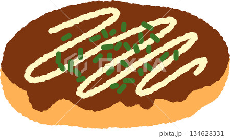 手書き風のアイコン　お好み焼き 134628331