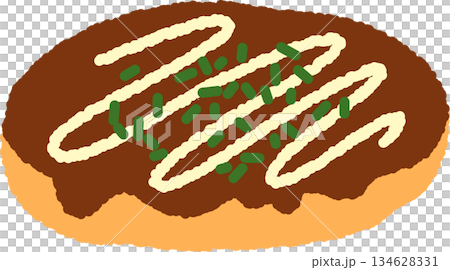 手書き風のアイコン　お好み焼き 134628331