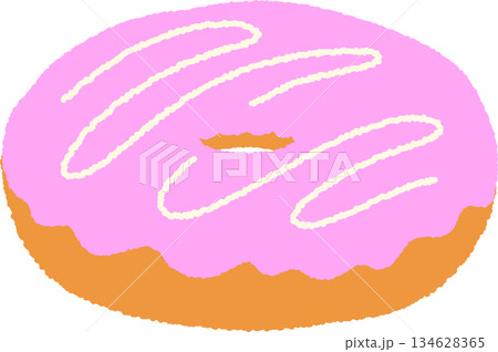 手書き風の単品アイコンイラスト　食べ物　ドーナツ 134628365